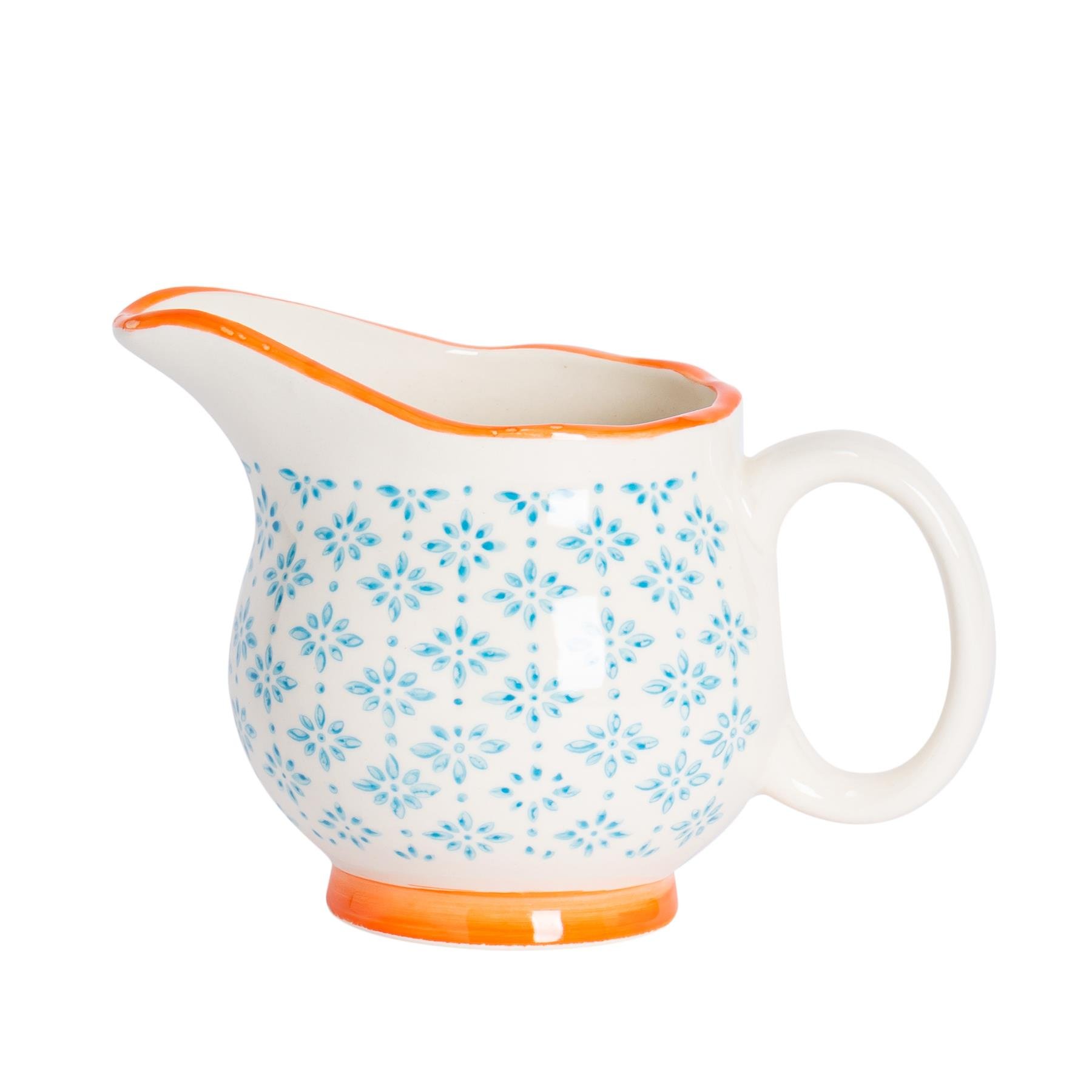 Nicola Spring Hand-Printed Milk Jug - Blue