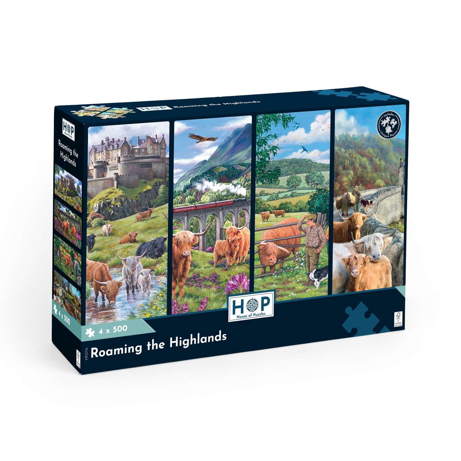 The House of Puzzles Roaming The Highlands 4 x 500 Piece Jigsaw Puzzles