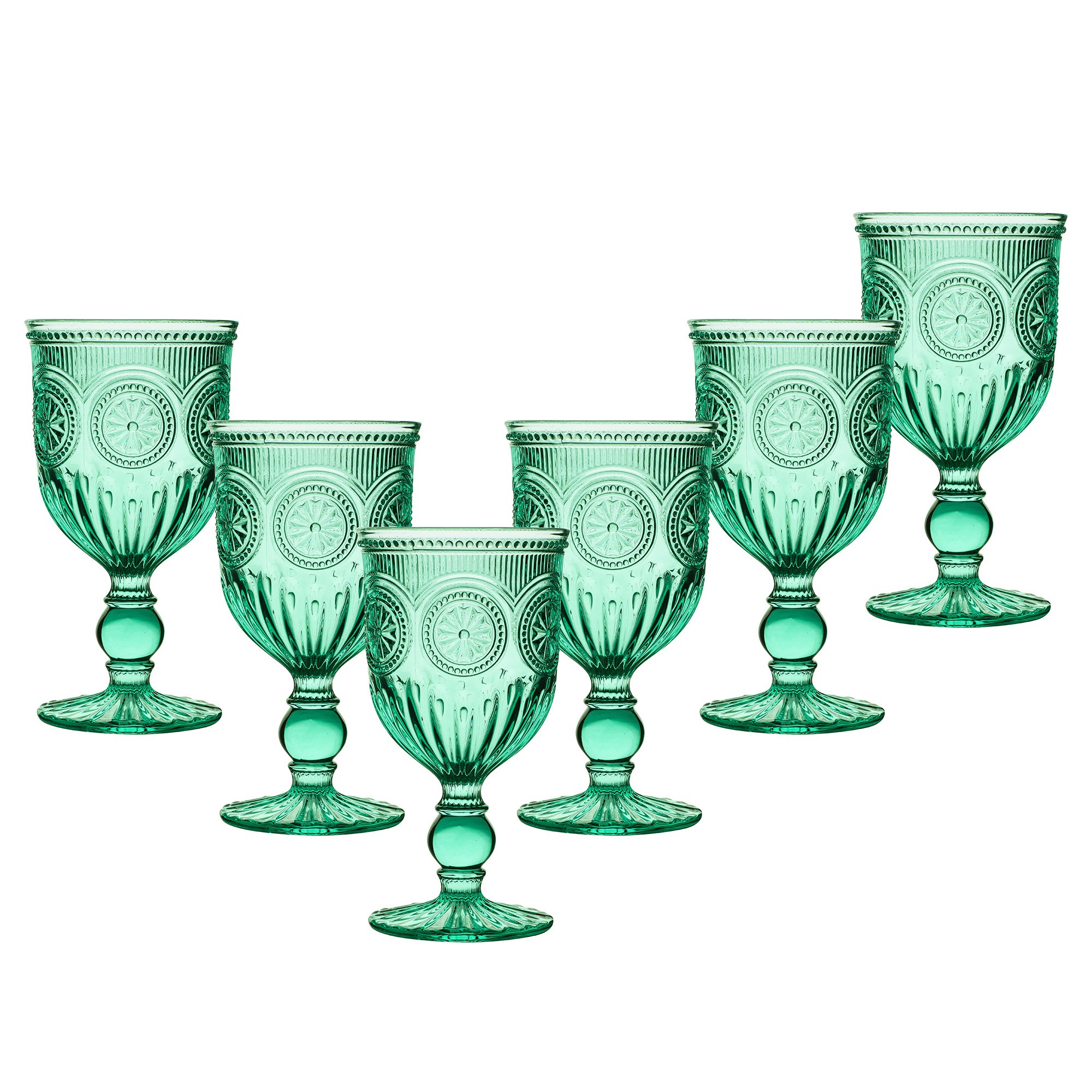 Dibor Set of 6 Parisian 290ml Glass Wine Glasses - Green