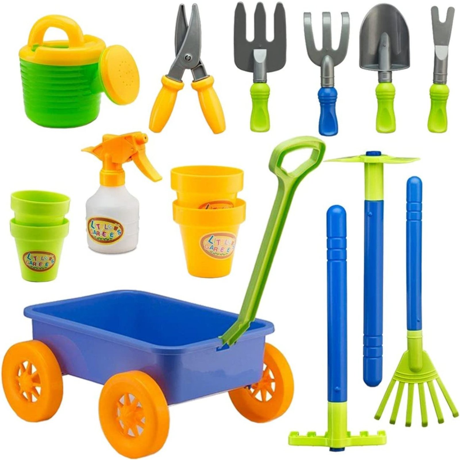 deAO Wheelbarrow and Gardening Tools Play Set