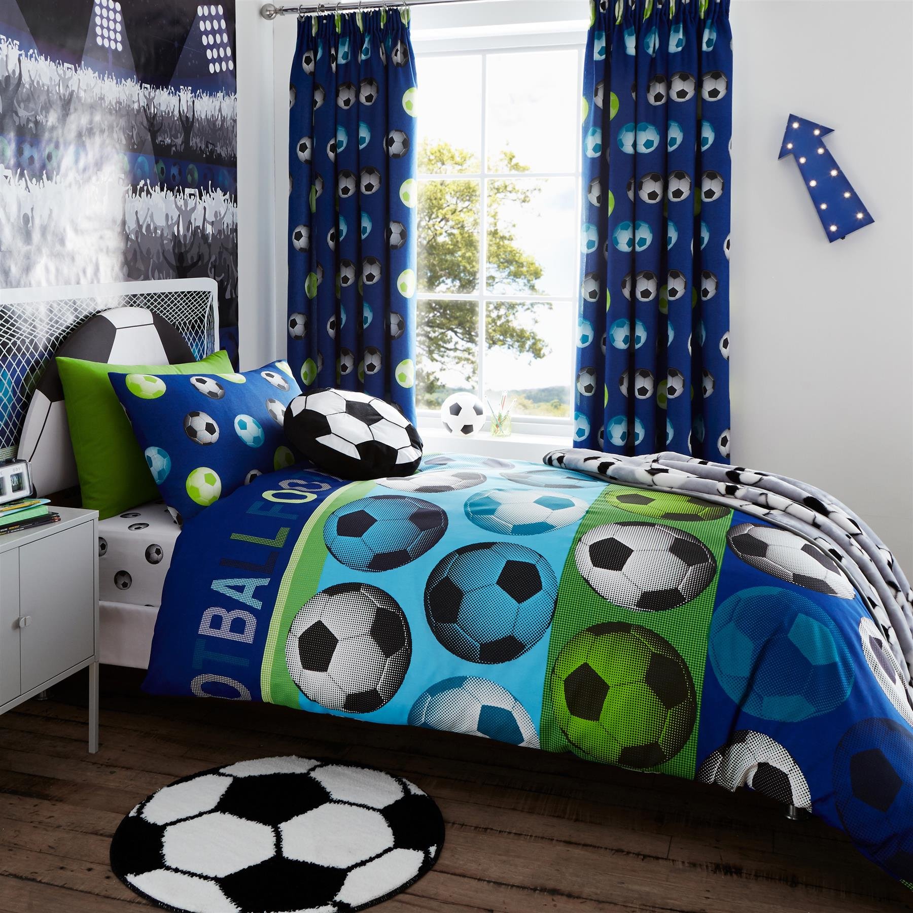 Catherine Lansfield Football Duvet Cover Set - Single - Blue
