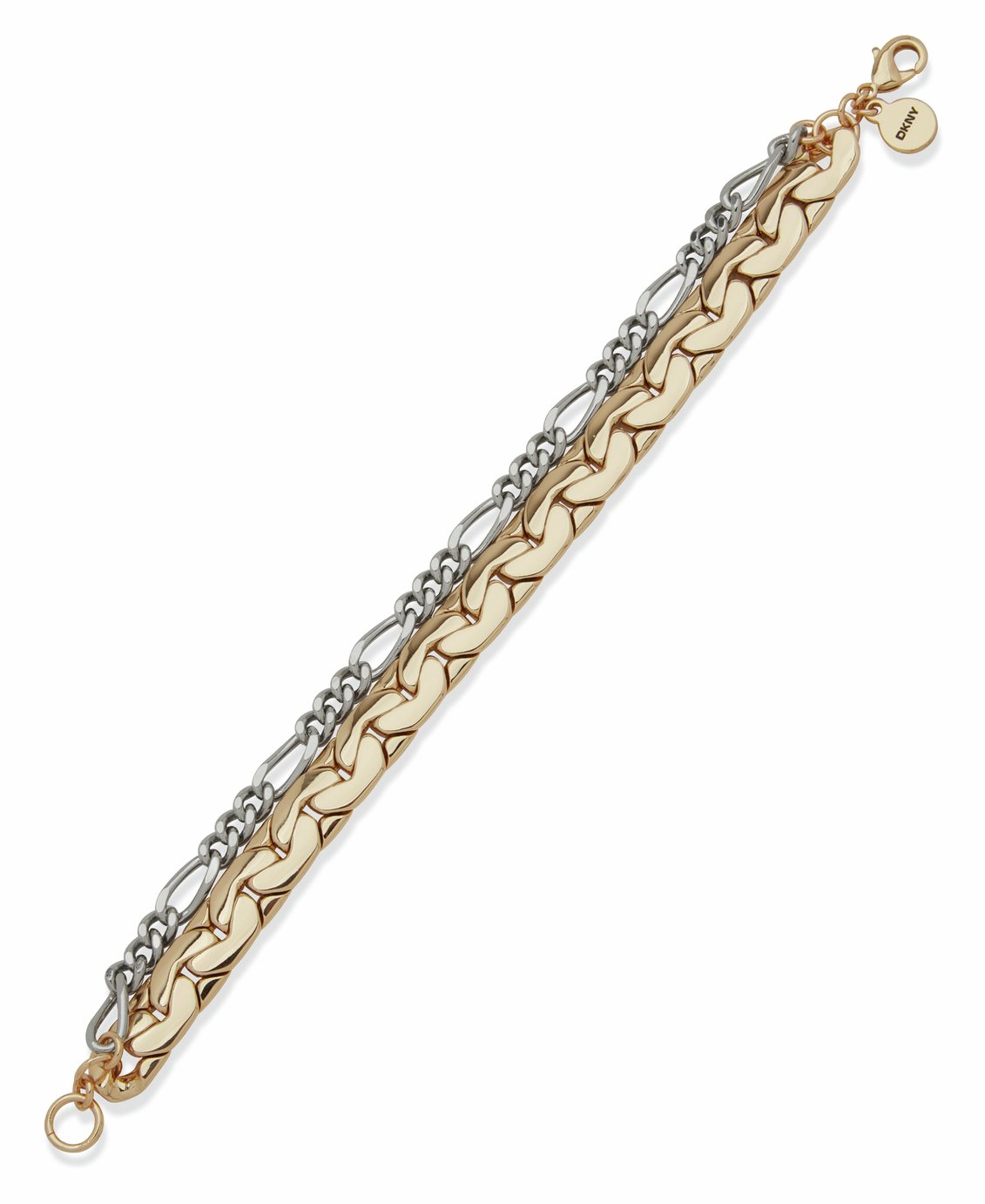 DKNY Silver & Gold Tone Double Row Chain Bracelet