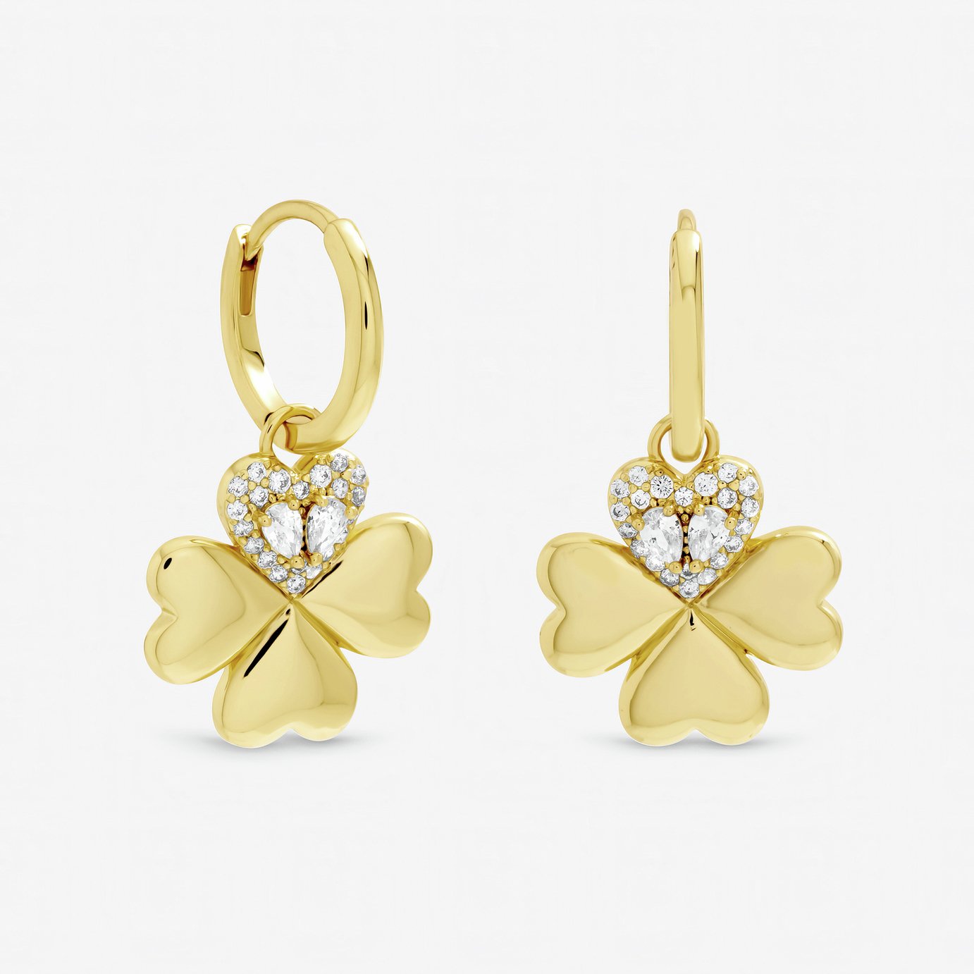 Inicio Gold Plated Crystal Clover Earrings