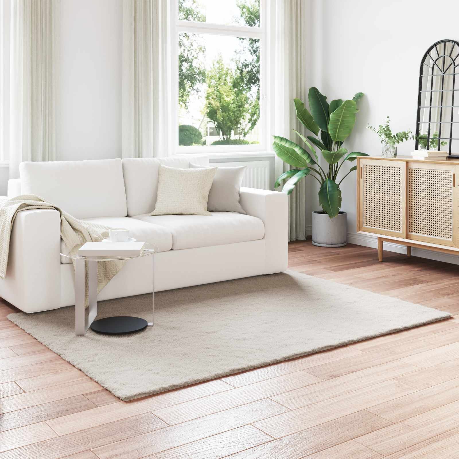 Walplus Olite Polyester Faux Fur Rug - Beige - 140 x 200 cm
