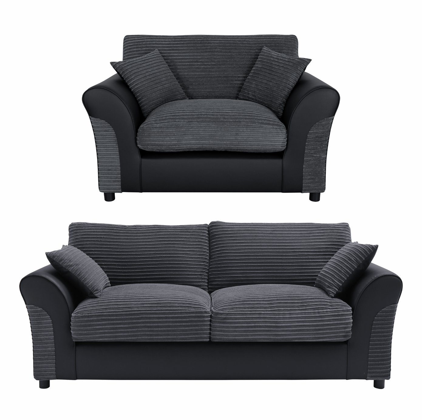 Argos Home Harry Chair & 3 Seater Sofa - Charcoal