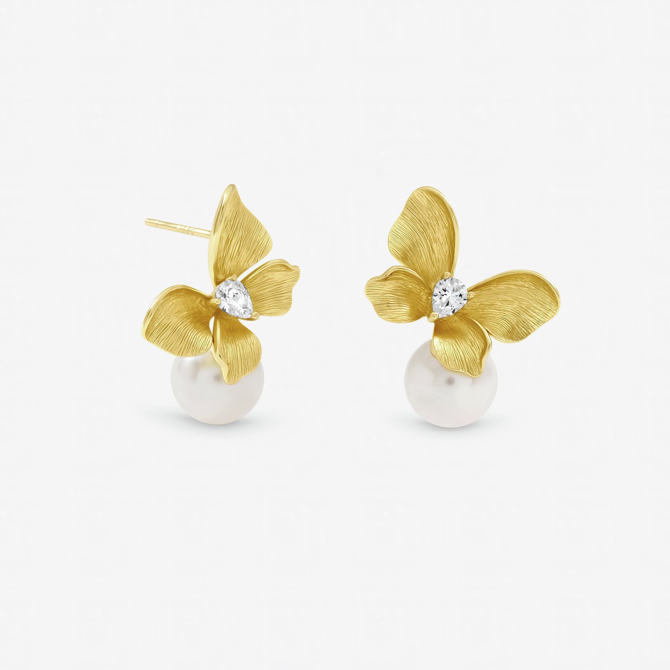 Jon Richard Gold Plated Satin Butterfly Pearl Drop Earrings
