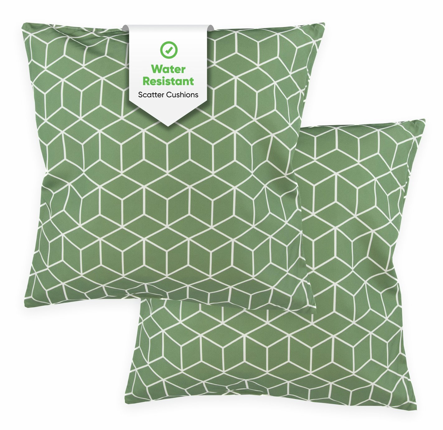 Streetwize Garden Green Cube Outdoor Cushions - Pack of 2