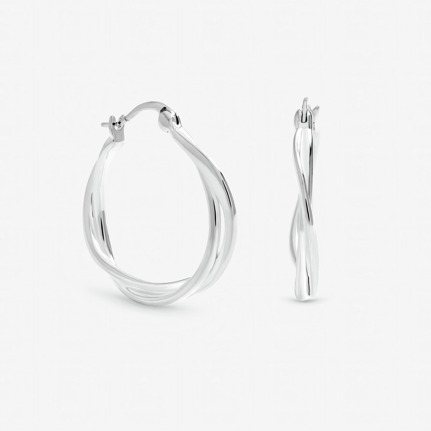 Inicio Silver Plated Polished Twist Hoops Earrings
