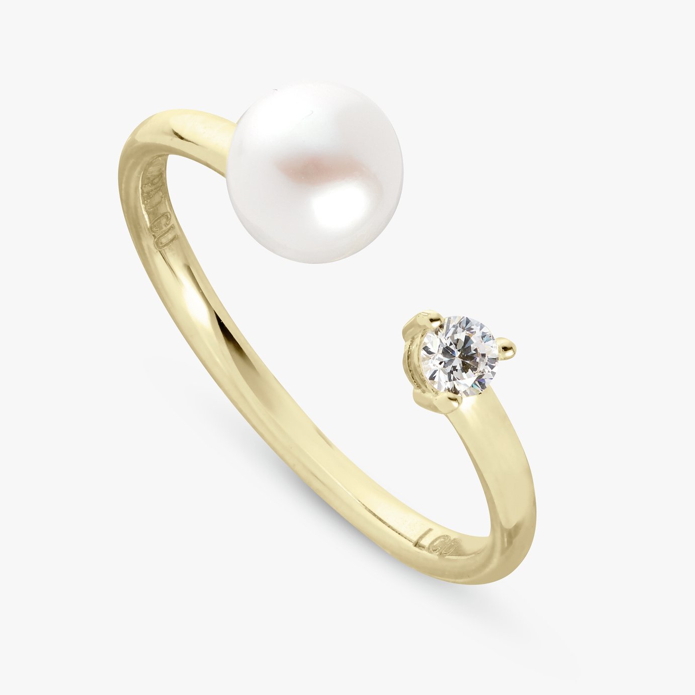 Revere Gold Plated Sterling Silver Pearl Torque Ring