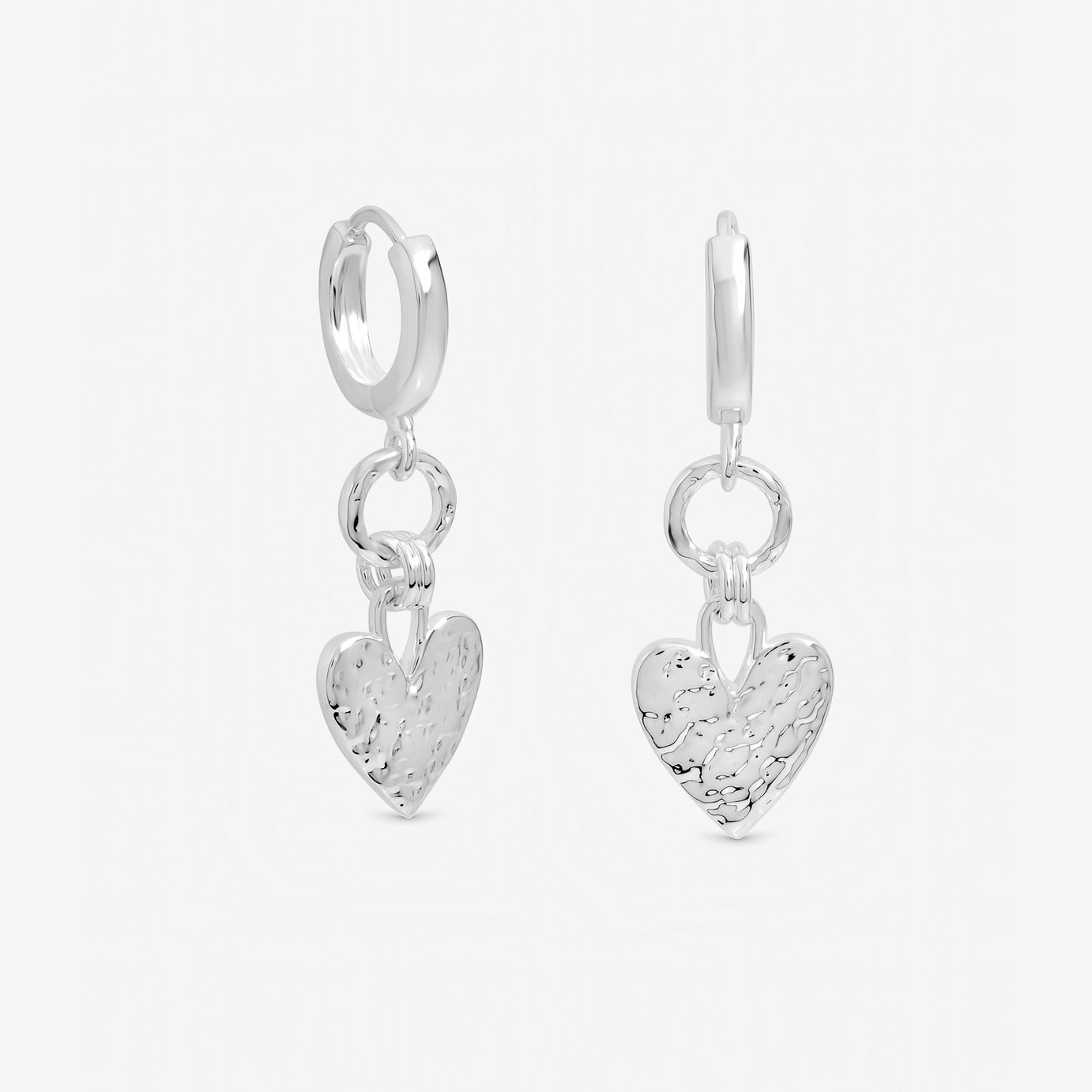 Inicio Silver Plated Heart Link Drop Hoops
