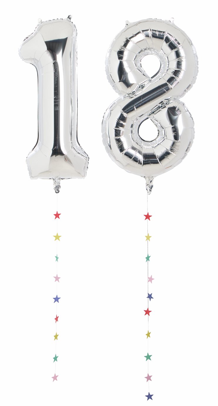 Mad Party 18 Milestone Number Foil Balloons and Tails Kit