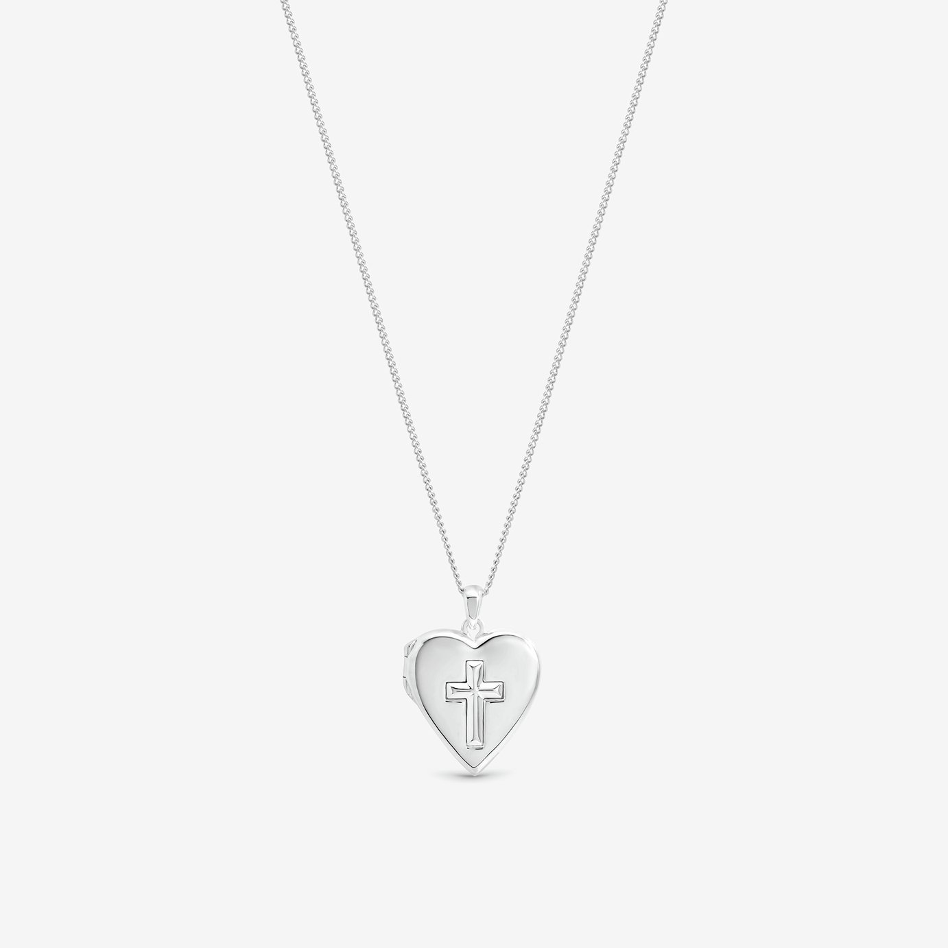 Inicio Silver Plated Heart Cross Locket