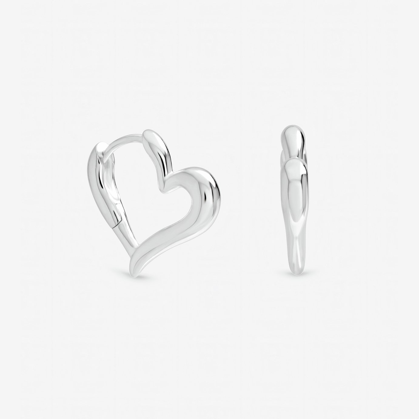 Inicio Silver Plated Polished Heart Hoop Earrings