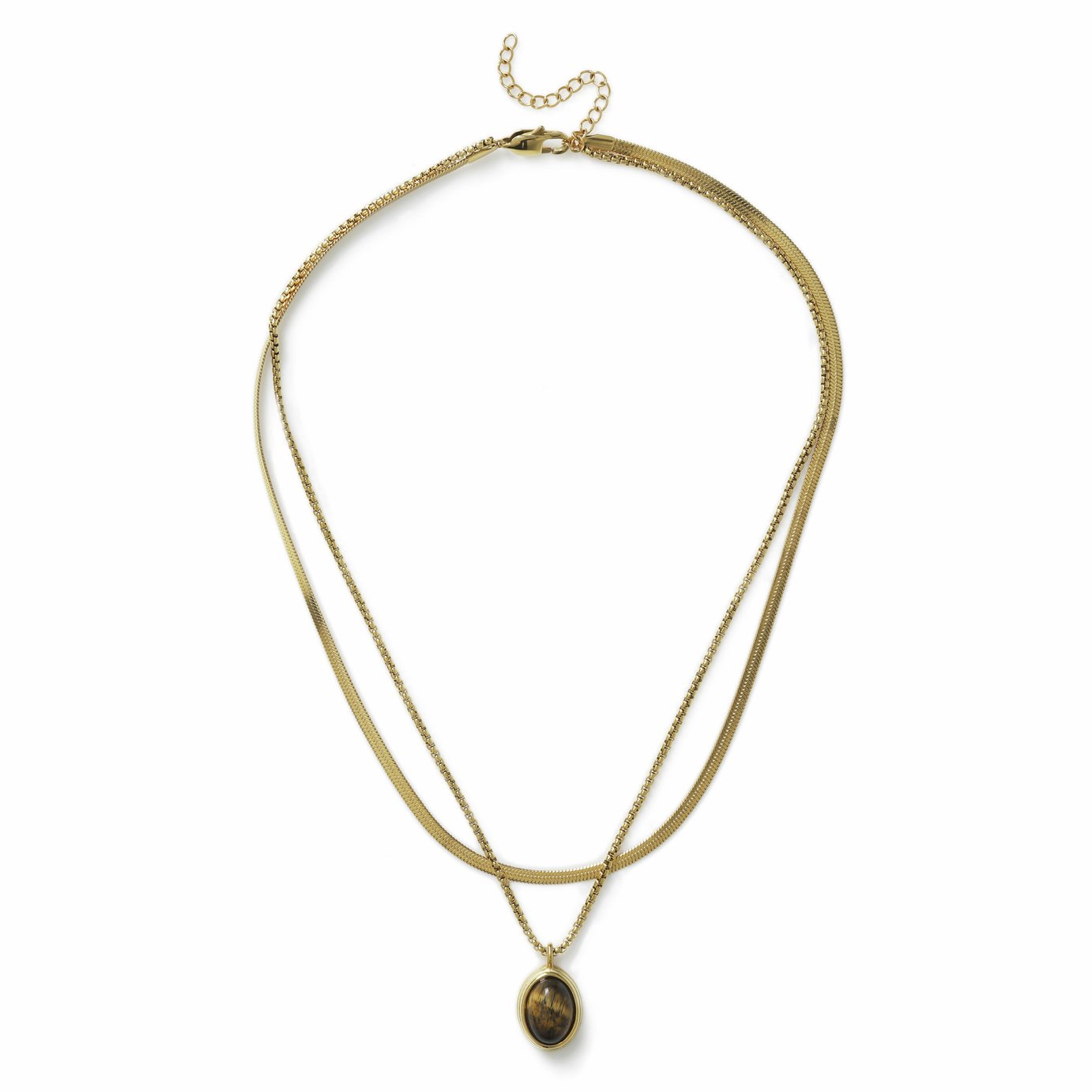 Freedom Brown Small Stone Multirow Necklace