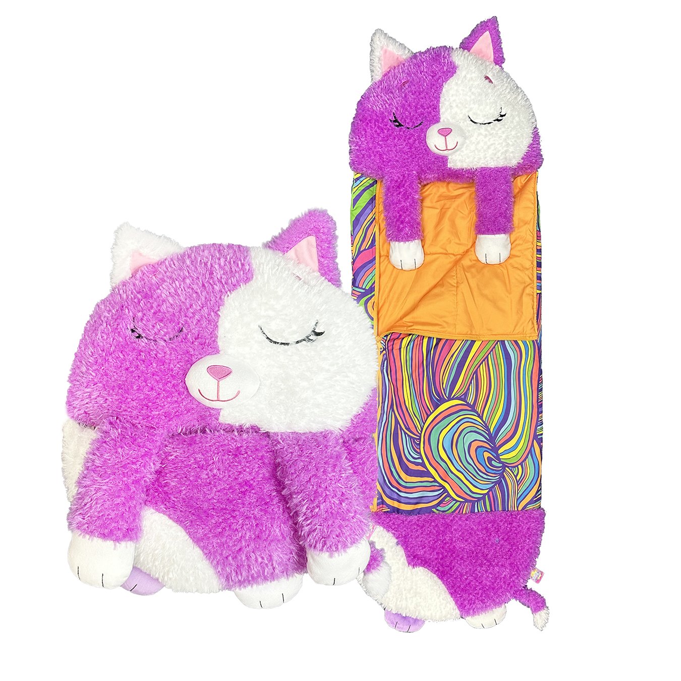 Happy Nappers Purple Cat Medium S4 Sleeping Bag Plush Toy