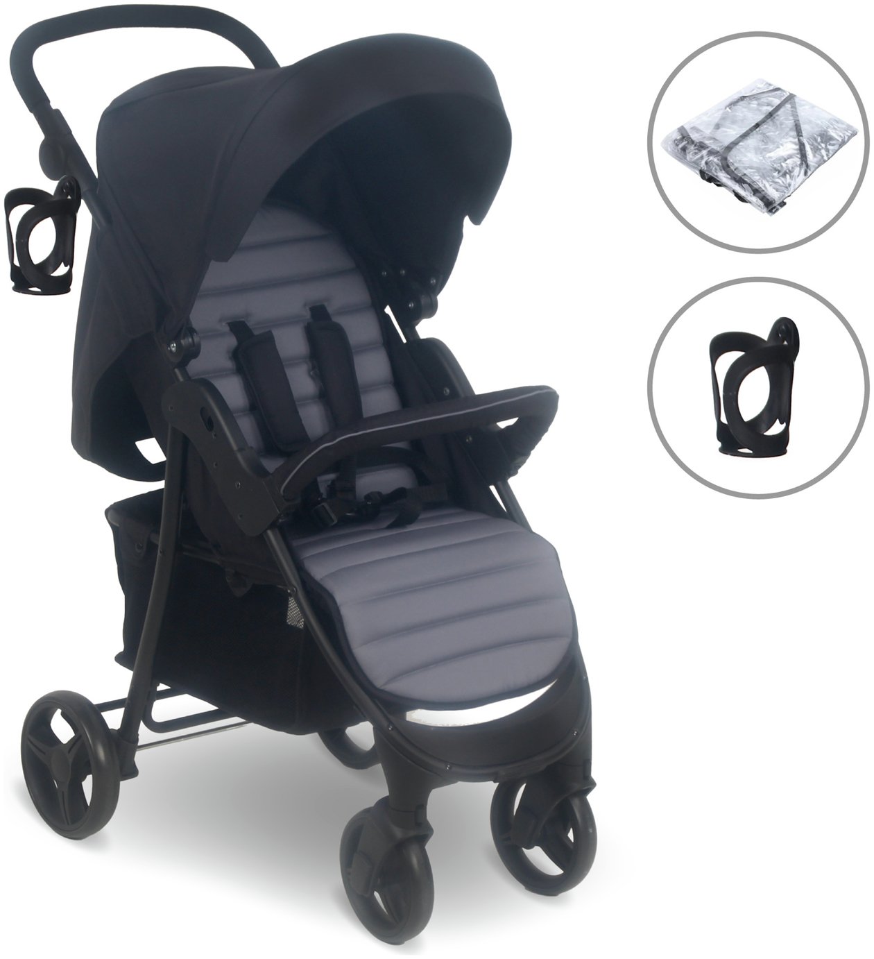 My Babiie MB30 Plus Pushchair - Black / Grey