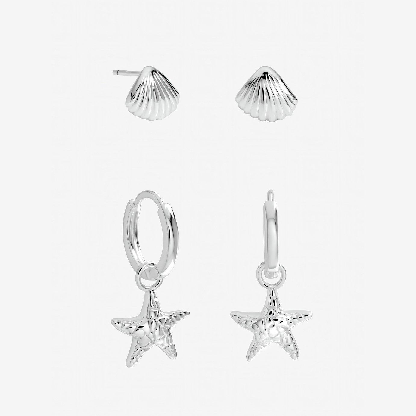 Inicio Silver Plated Starfish Earrings - Pack of 2