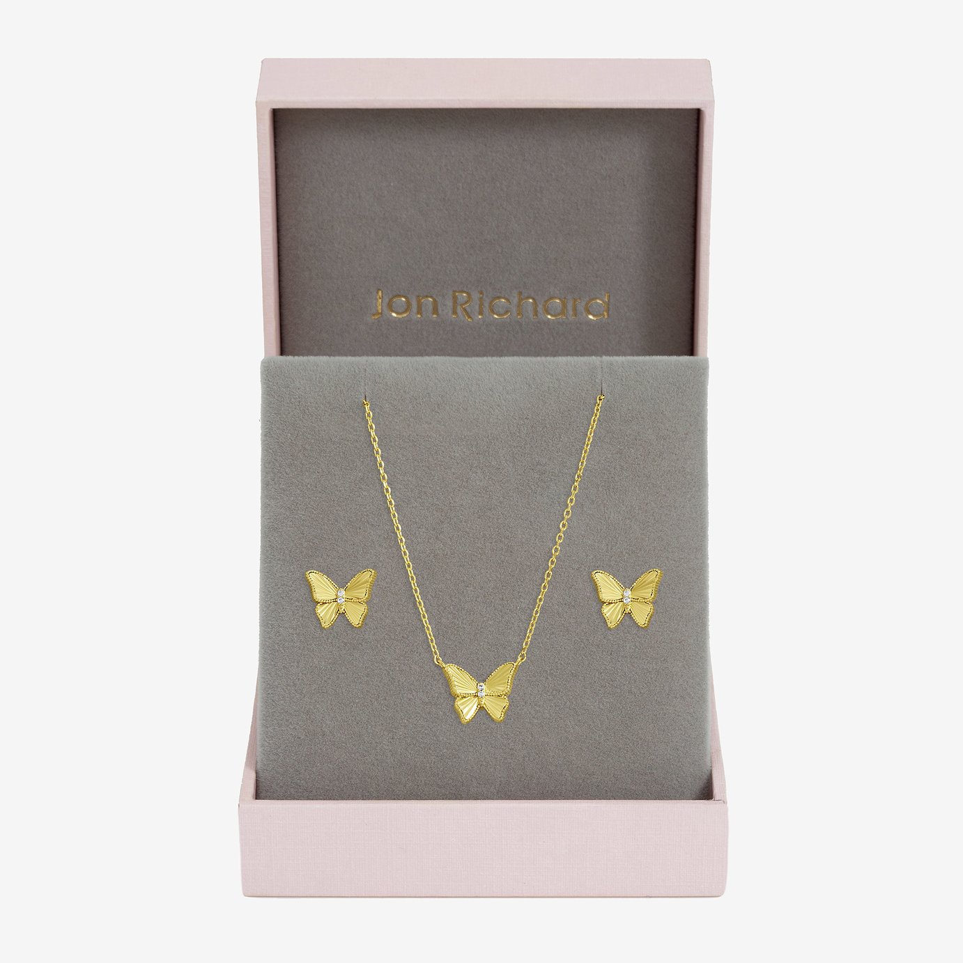 Jon Richard Gold Plated Diamond Cut Butterfly Set