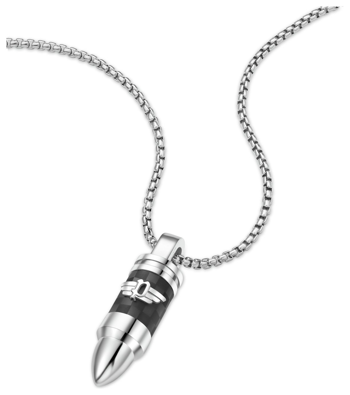 Police Stainless Steel Carbon Bullet Shaped Pendant Necklace