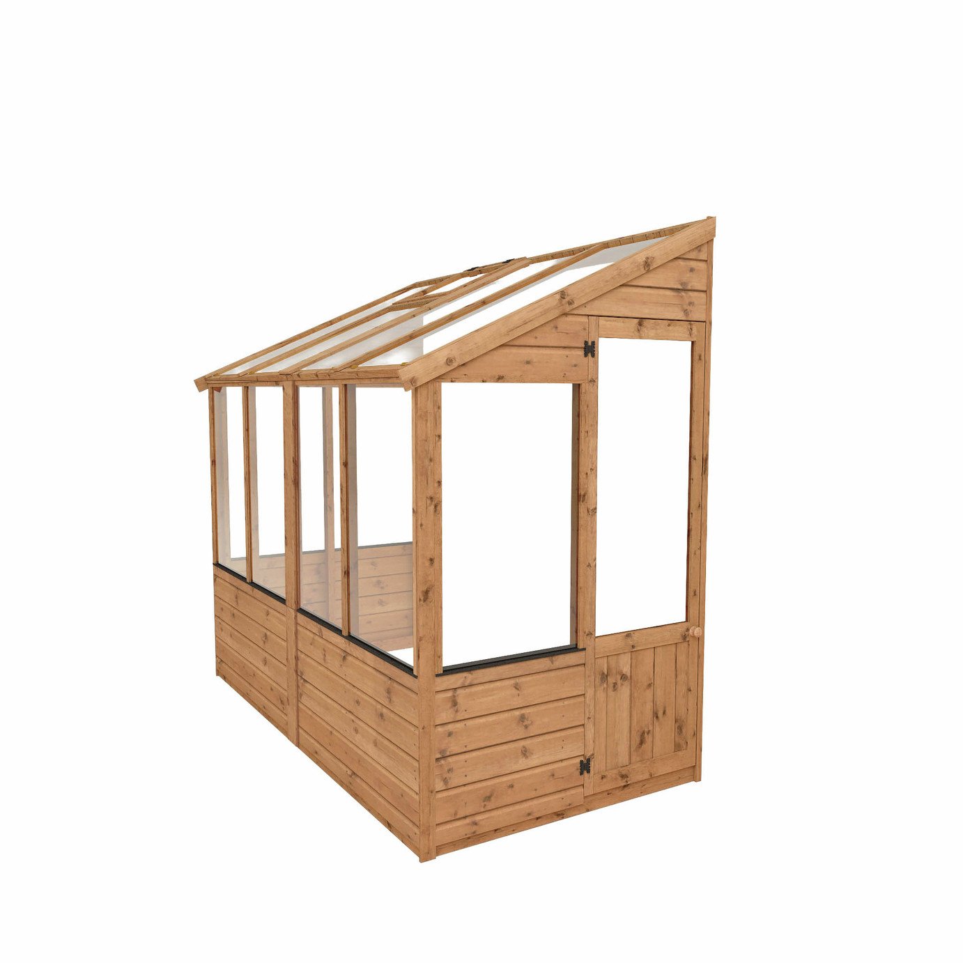 Mercia Shiplap Clear Window Lean To Greenhouse - 8 x 4ft