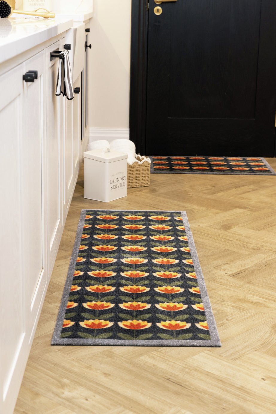 My Mat Retro Floral Short Pile Runner - 50x150cm