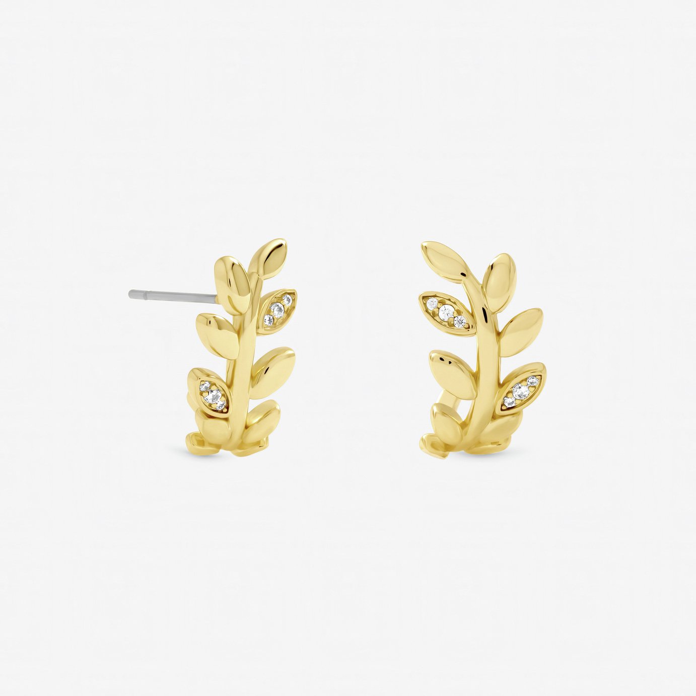 Jon Richard Gold Plated and Crystal Leaf Stud Earrings