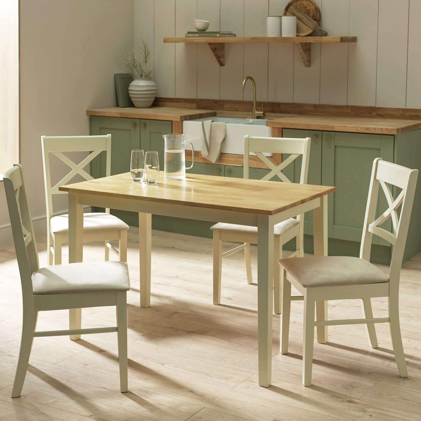 Argos Home Chicago Cream Dining Table and 4 Back Chairs