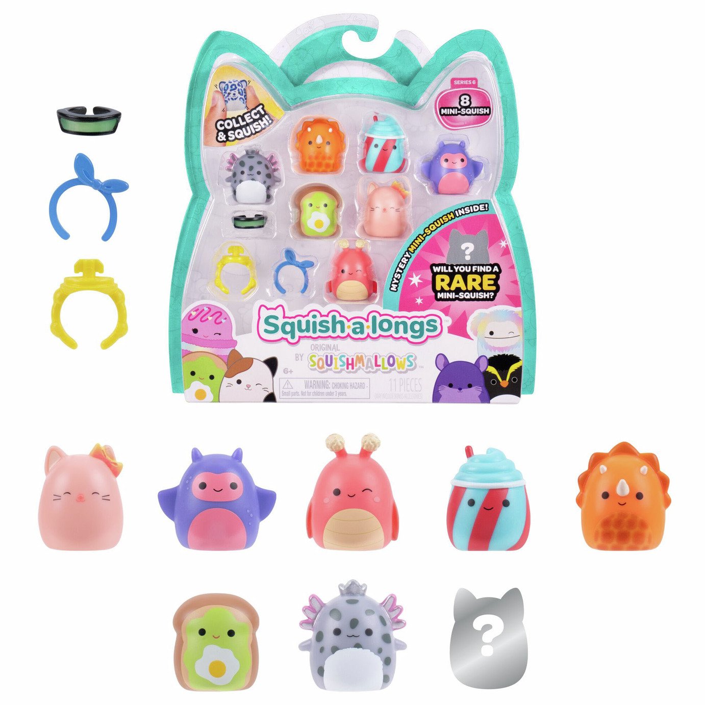 Squish-a-longs Pack of 8 Collectible Figures