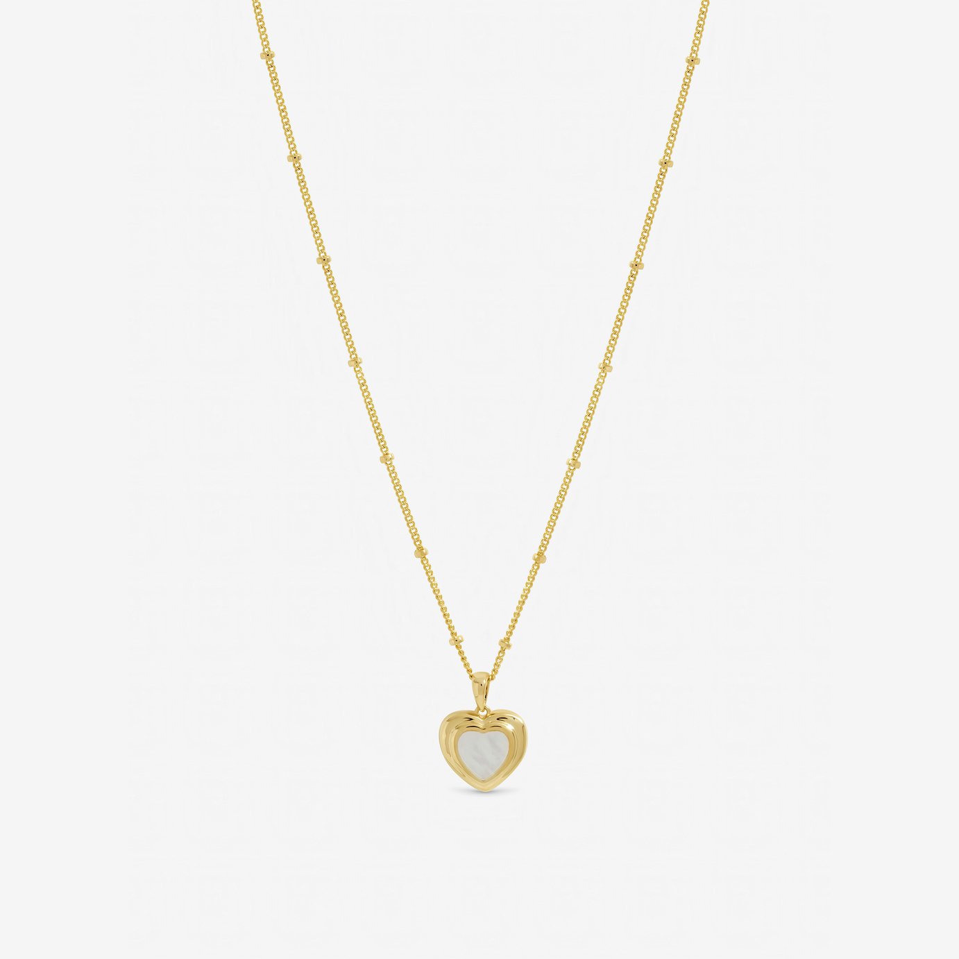 Inicio Gold Plated Mother of Pearl Heart Pendant Necklace