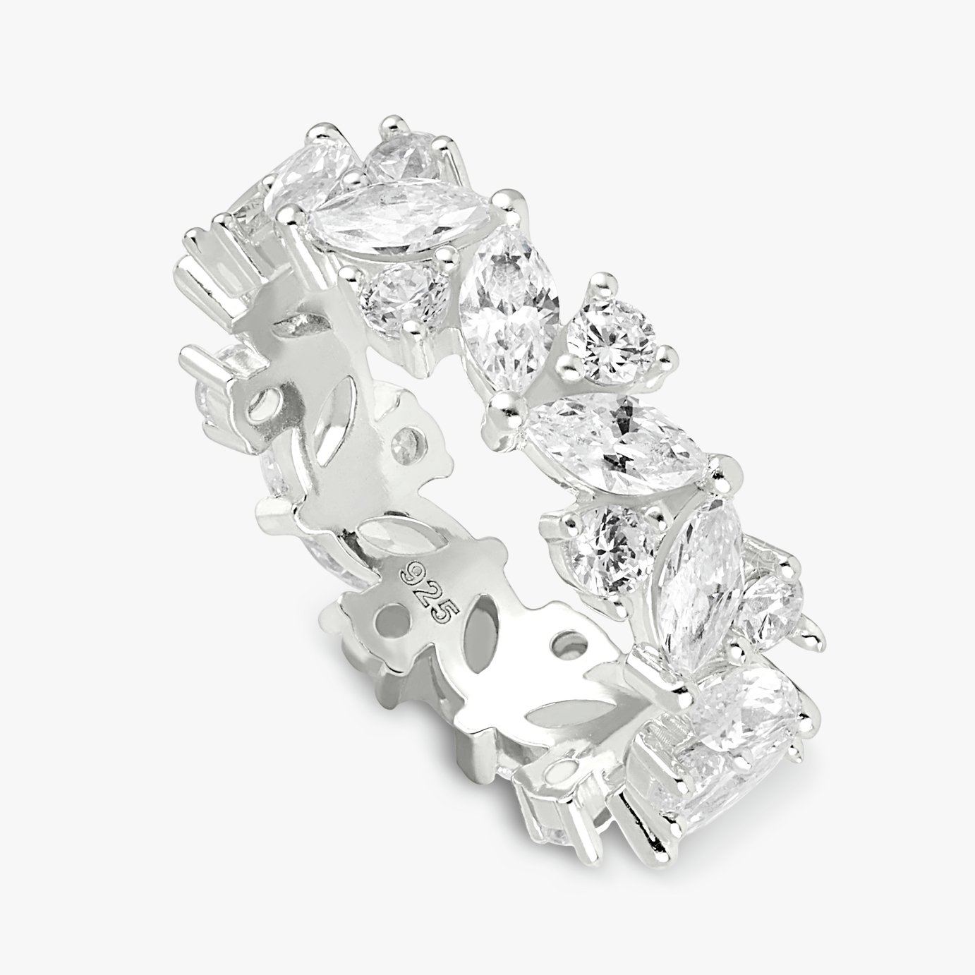 Revere Sterling Silver Half Eternity Band Ring - Small