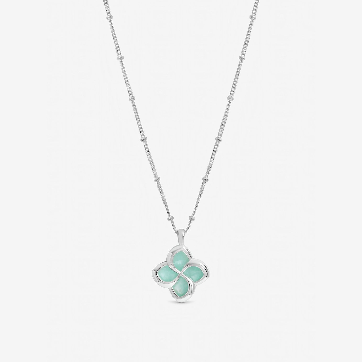 Inicio Silver Plated Turquoise Clover Pendant Necklace