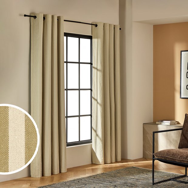 Buy Habitat Stripe Blackout Eyelet Curtain - Olive - 117x137cm | Curtains