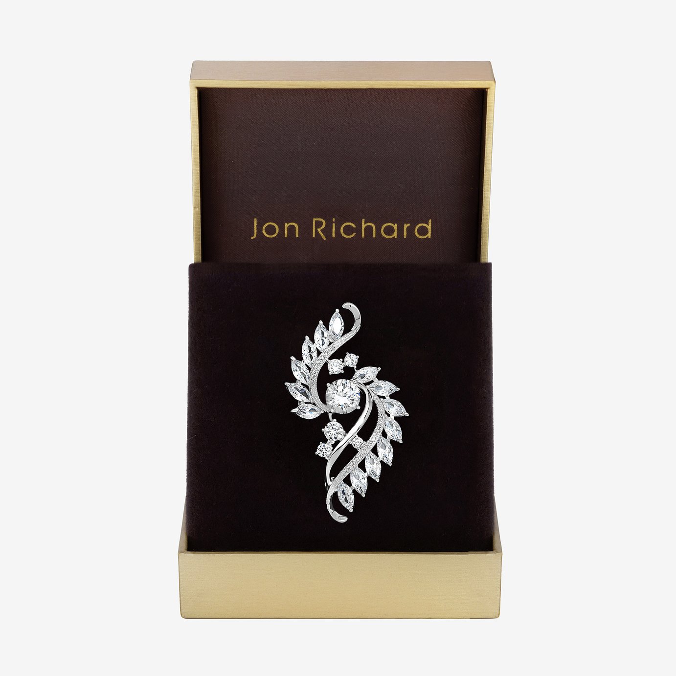 Jon Richard Silver Plated Crystal Brooch Gift Box