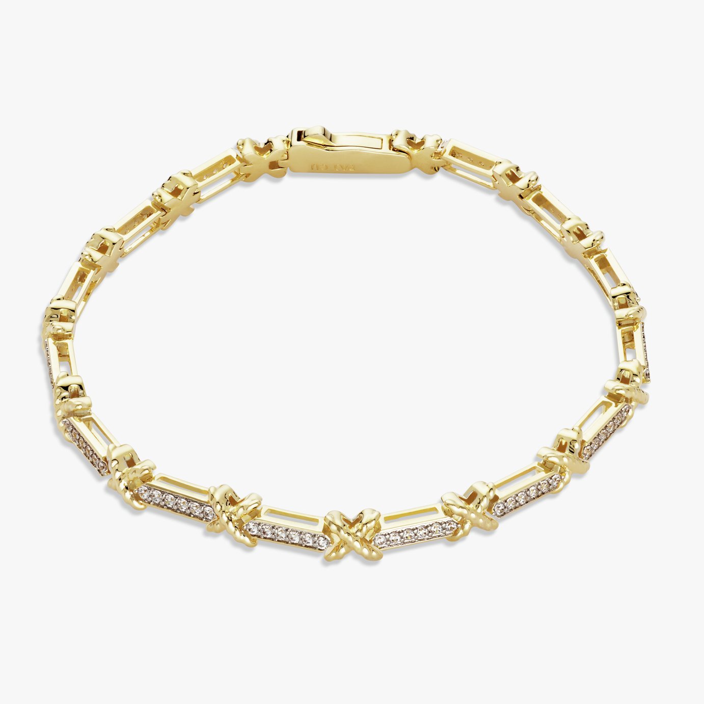 Revere Gold Plated Silver Kisses Linked Tennis Bracelet