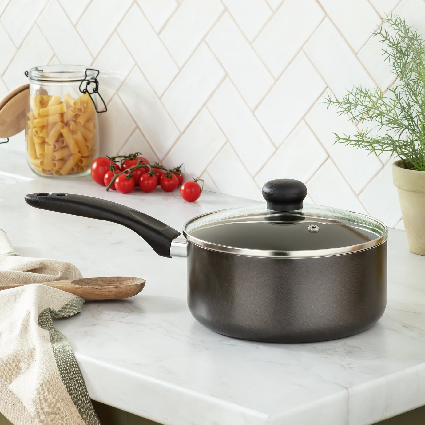 Argos Home 20cm Aluminium Saucepan