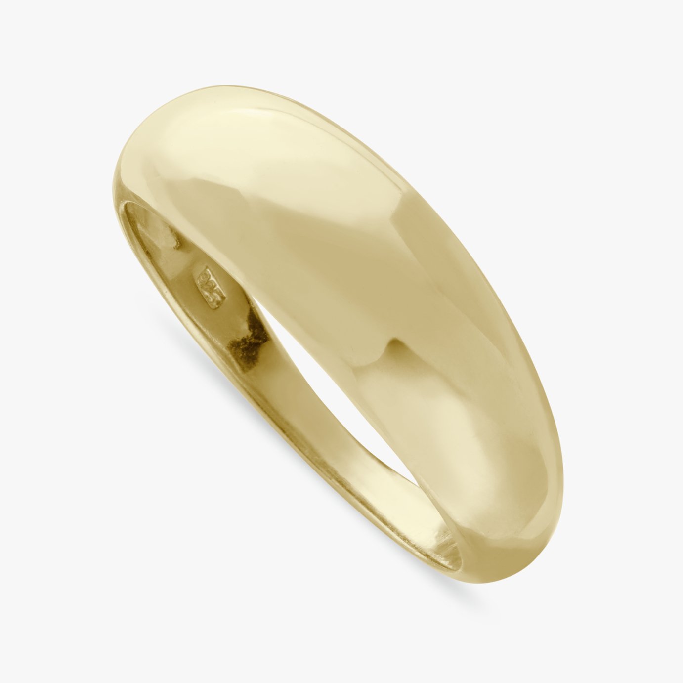 Revere Gold Plated Silver Plain Tapered Dome Ring - Small