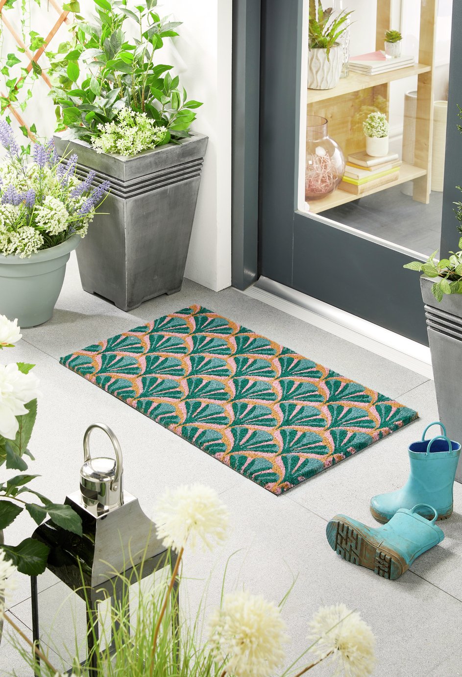 My Mat Printed Coir Deco Blue Doormat - 45X75cm