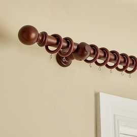 Argos Home Wooden Ball Walnut Stain Curtain Pole - 120cm