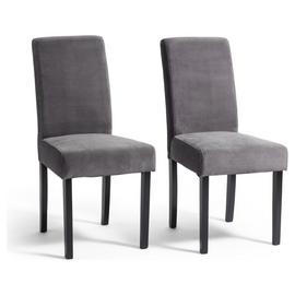 Argos Home Pair of Midback Velvet Dining Chairs - Grey