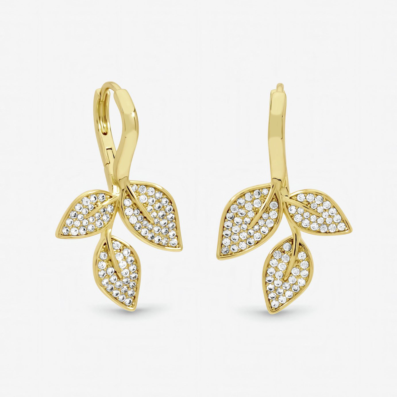 Jon Richard Gold Plated Cubic Zirconia Leaf Stud Earrings