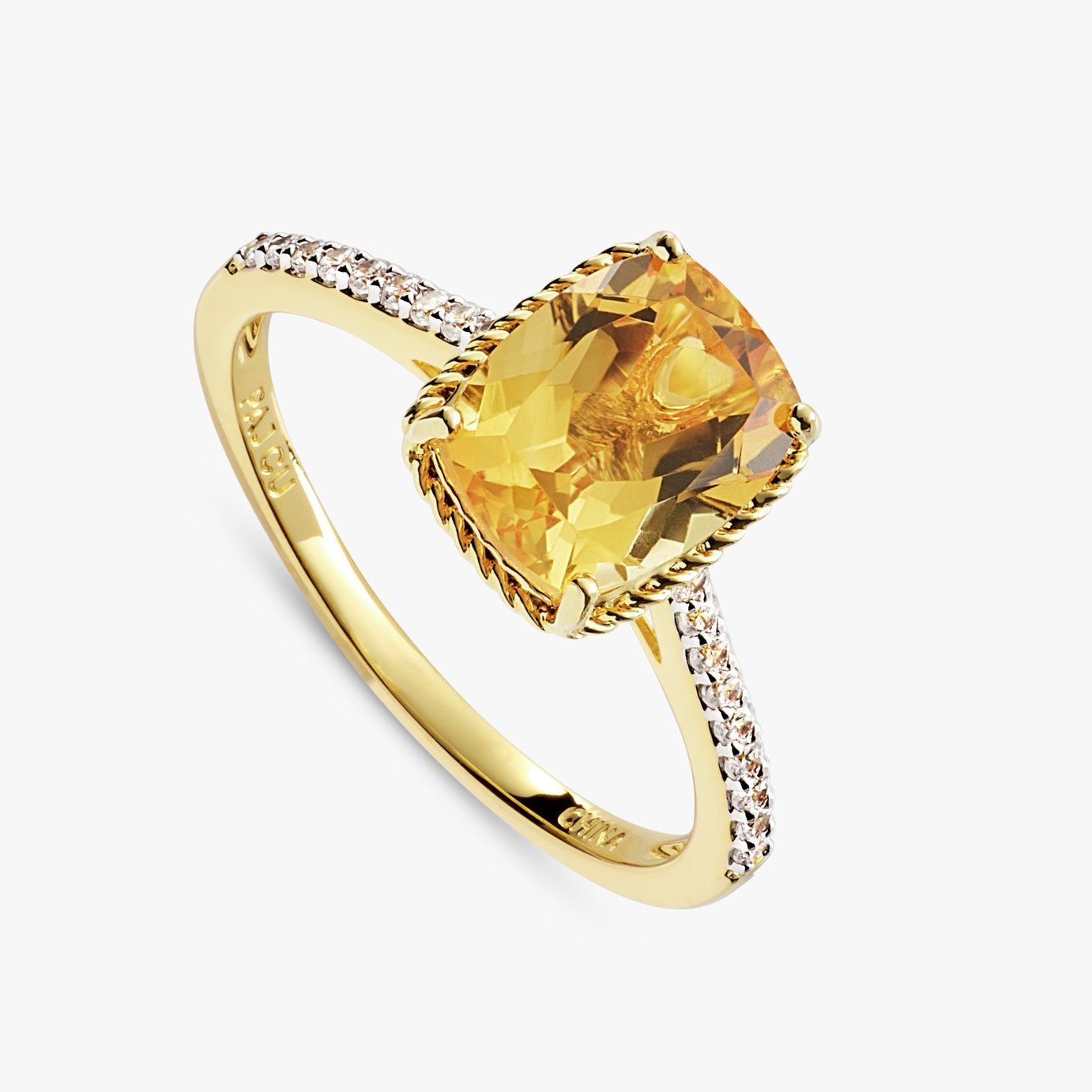 Revere Gold Plated Sterling Silver Citrine Stone Ring