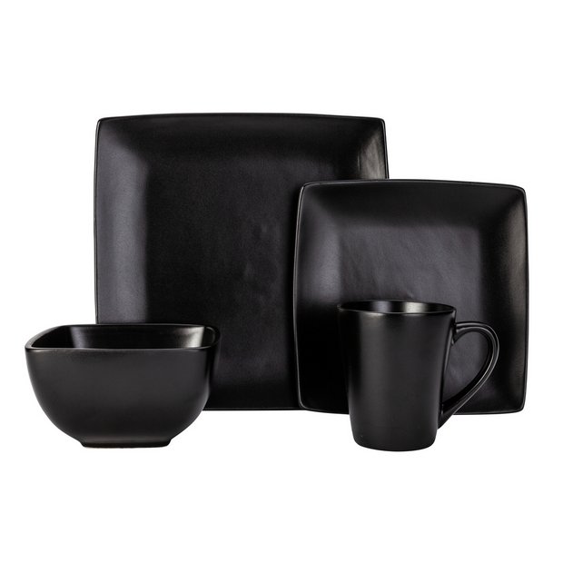 Black square hot sale dinner set