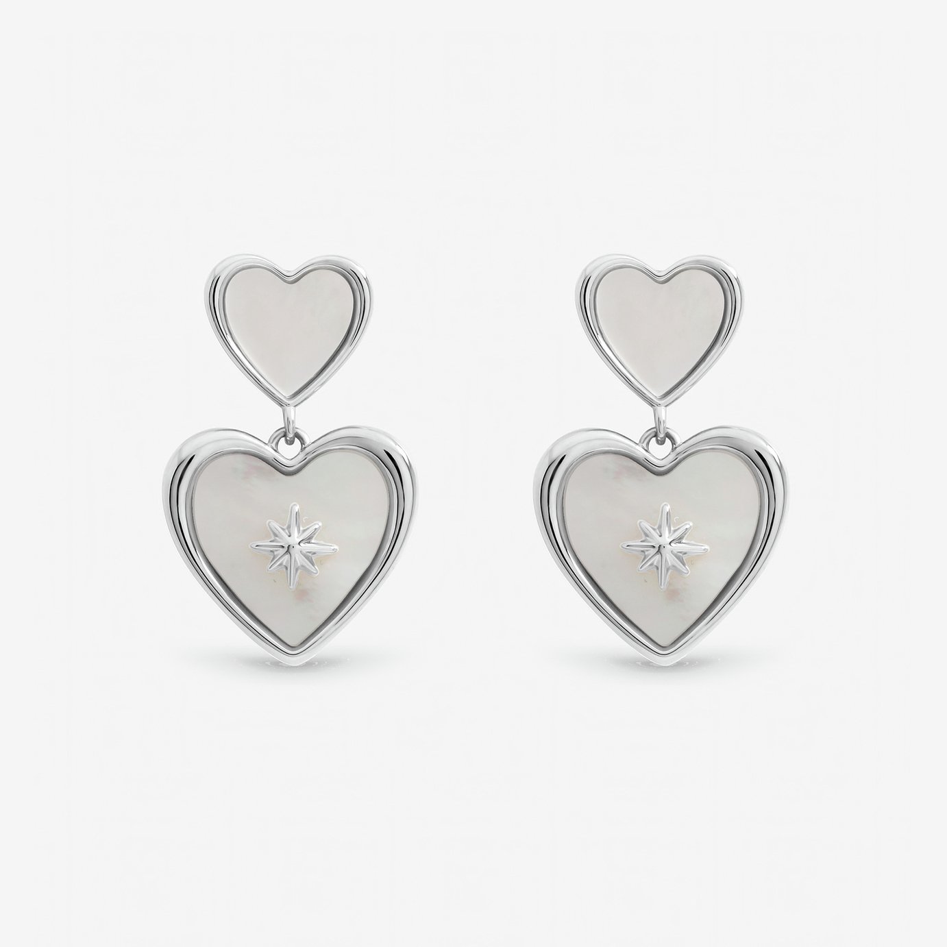 Inicio Sliver Plated Mother of Pearl Heart Drop Earrings