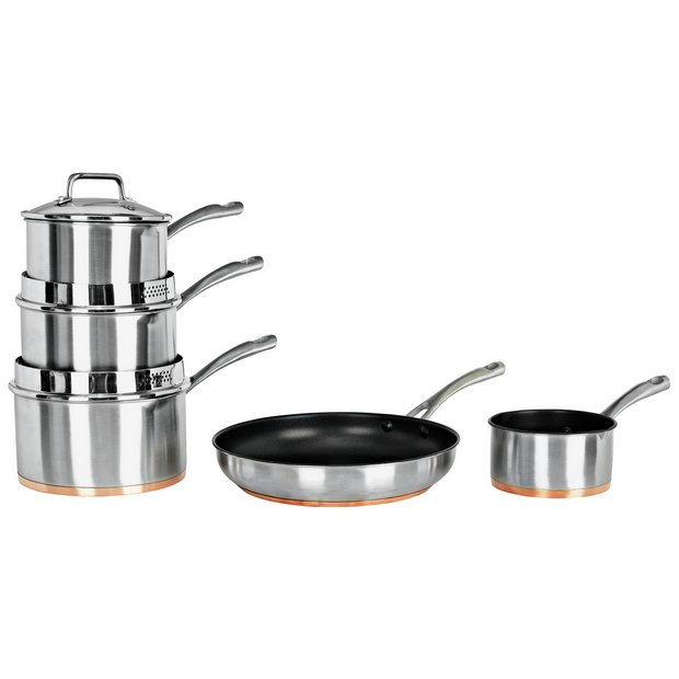 Dunelm Pro Copper Base 5 piece Cookware Set