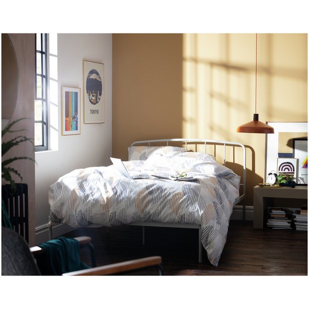 Silver metal on sale bed frame