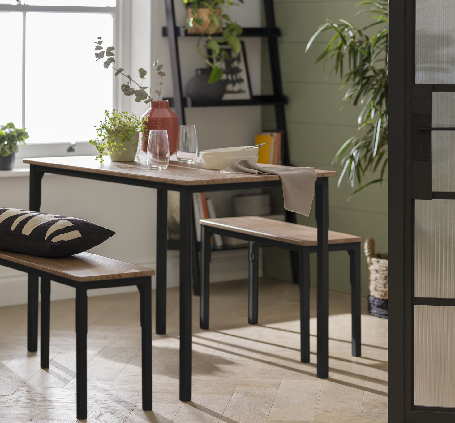 Argos Home Bolitzo Oak Dining Table & 2 Benches