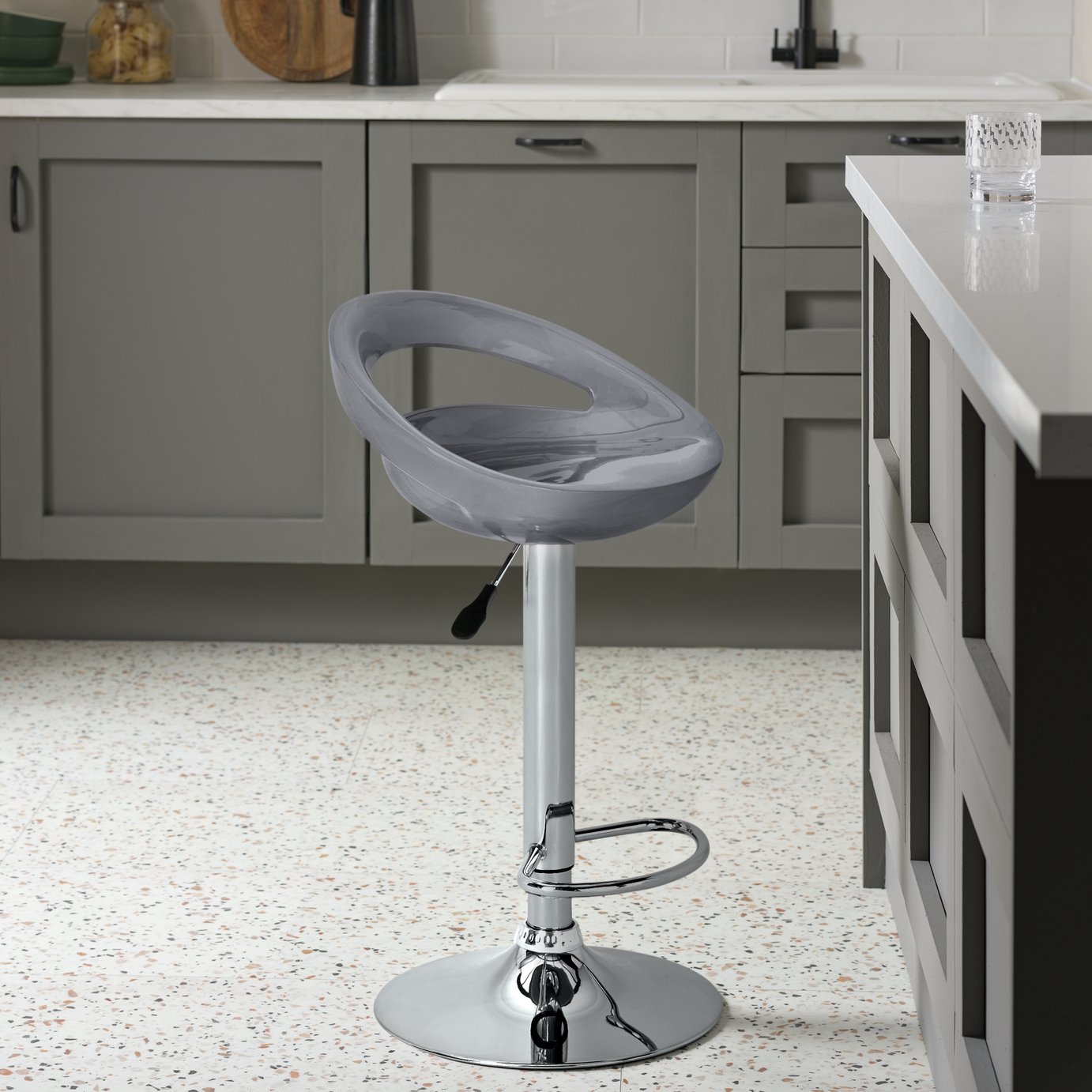 Argos Home Ottawa Gas Lift Bar Stool - Grey