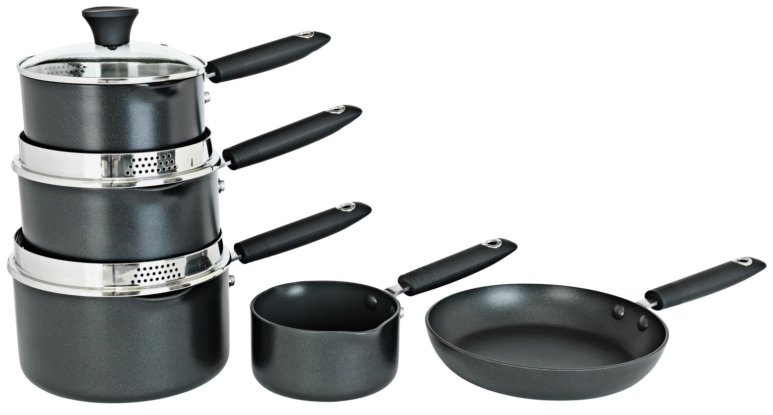 Habitat 5 Piece Pan Set - Black