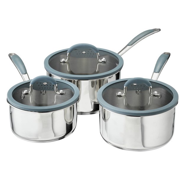 3-Piece Stainless Steel Day To Day Saucepan Set 
