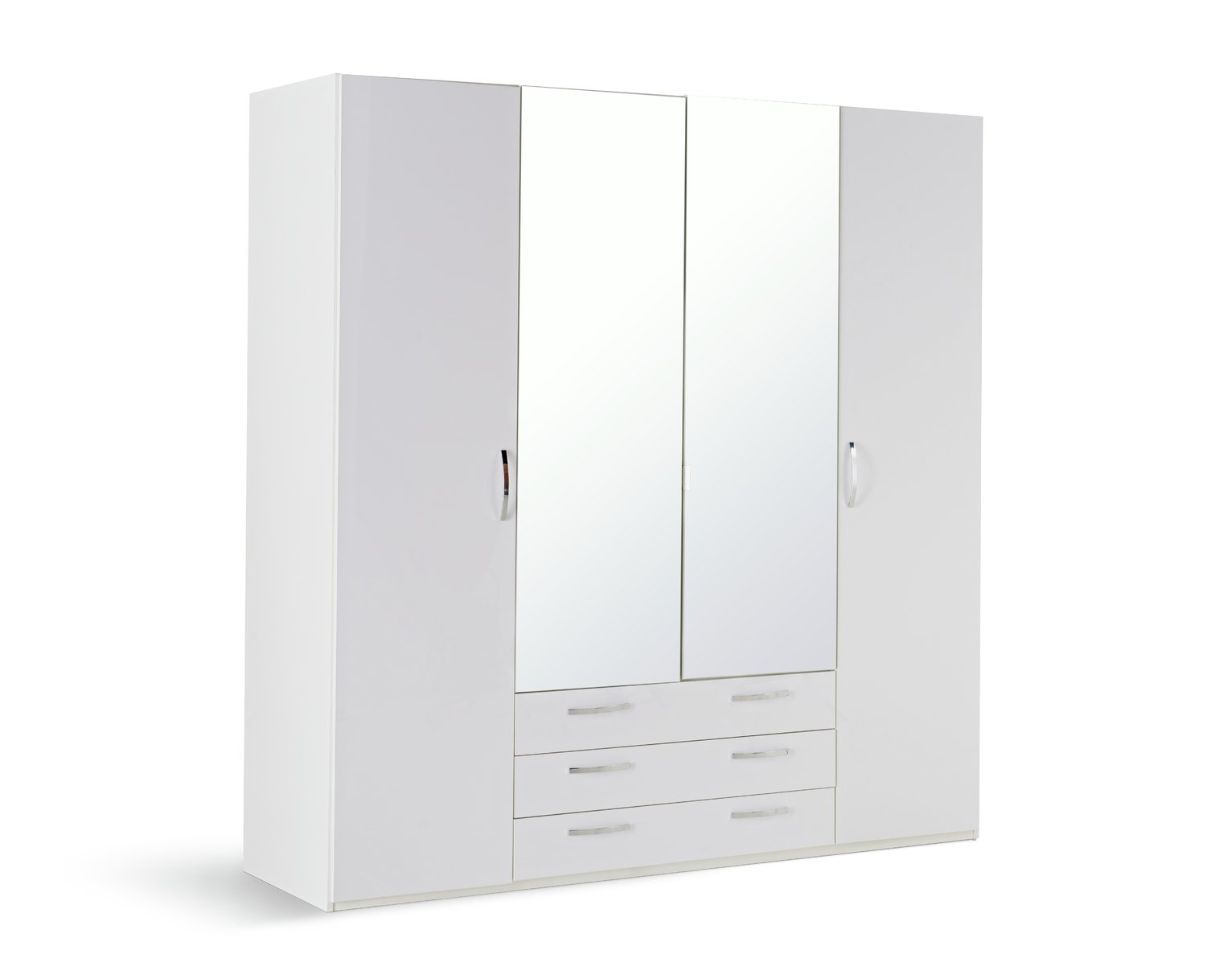 Buy Argos Home Hallingford 4dr 3 Drw Mirror Wardrobe White